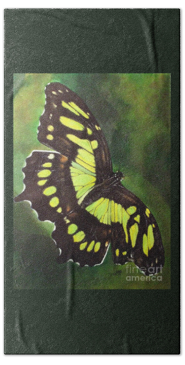 Butterfly Bath Towel featuring the mixed media Malacite by Barbara Keith
