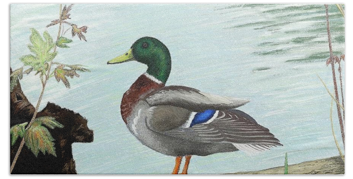 Duck Bath Towel featuring the digital art Mallard 2010 by Troy Stapek