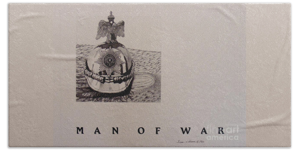 Pen And Ink Hand Towel featuring the drawing Man of War by Susan Williams