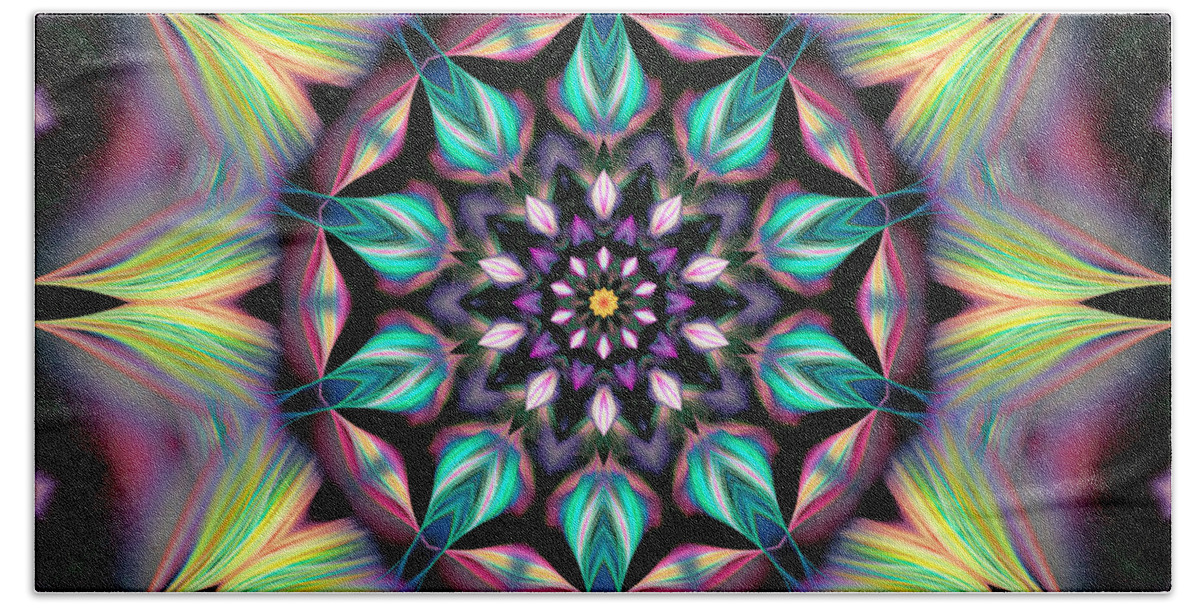 Mandala Flower Hand Towel featuring the painting Mandala Flower 5 by Jeelan Clark
