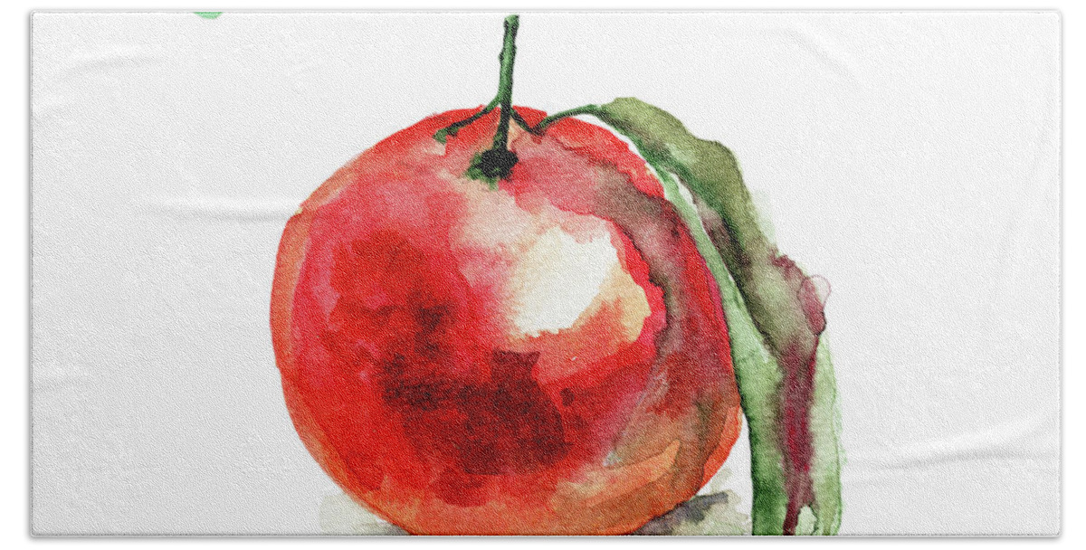 Background Hand Towel featuring the painting Mandarin fruits by Regina Jershova