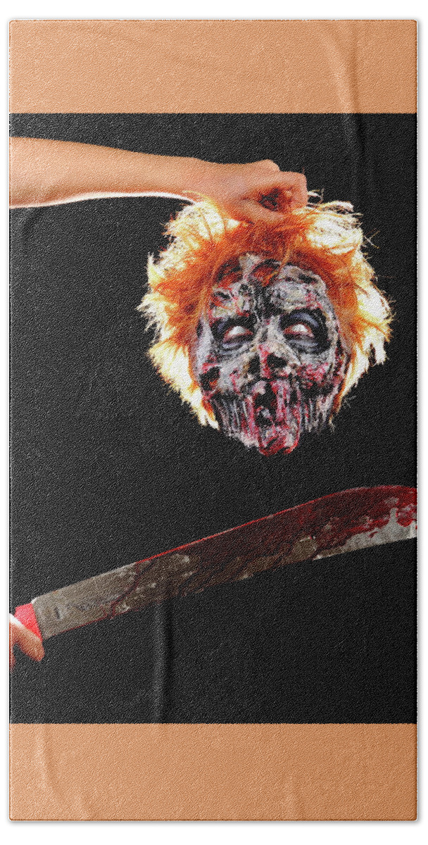 Mandi Monster Hand Towel featuring the photograph Mandi Zombie by Angela Rene Roberts and Cully Firmin