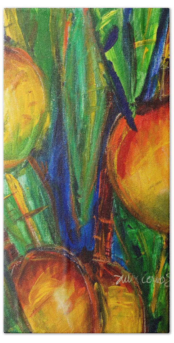 A4-csm0143 Bath Towel featuring the painting Mango Tree by Julie Kerns Schaper - Printscapes