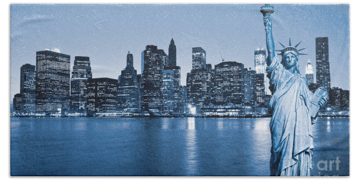 America Bath Towel featuring the photograph Manhattan Skyline by Luciano Mortula