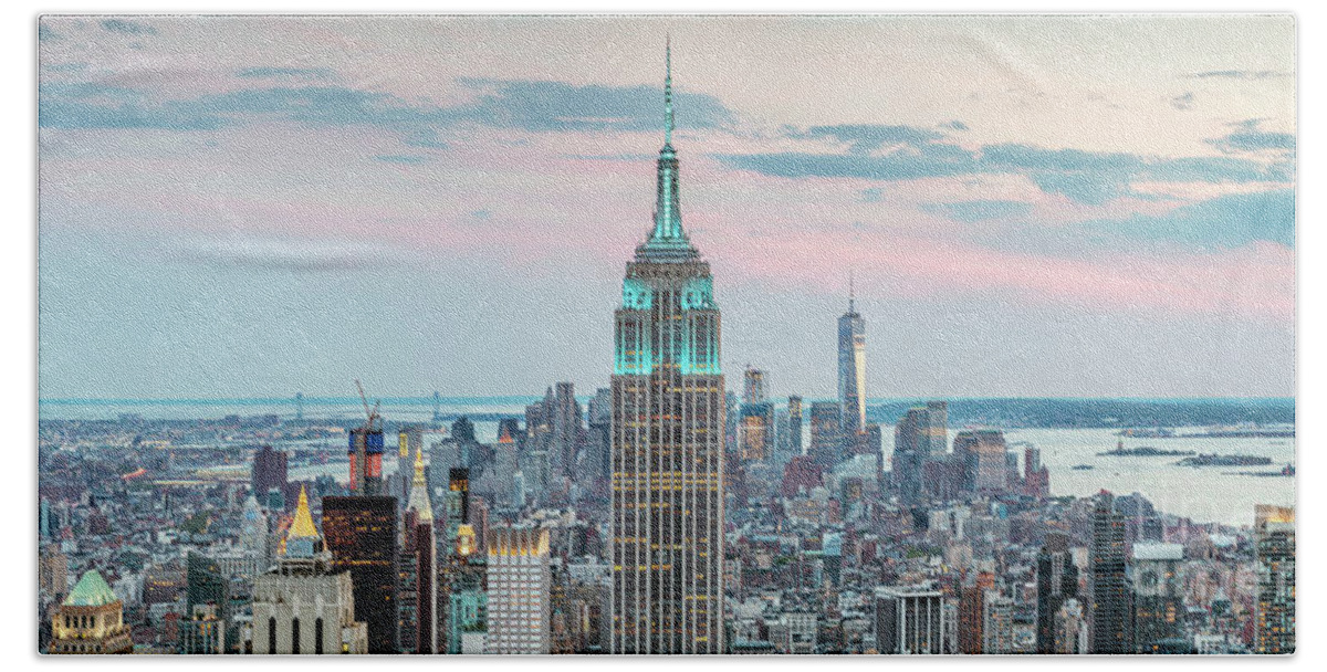 New York City Bath Towel featuring the photograph Manhattan skyline panoramic, New York city, USA by Matteo Colombo