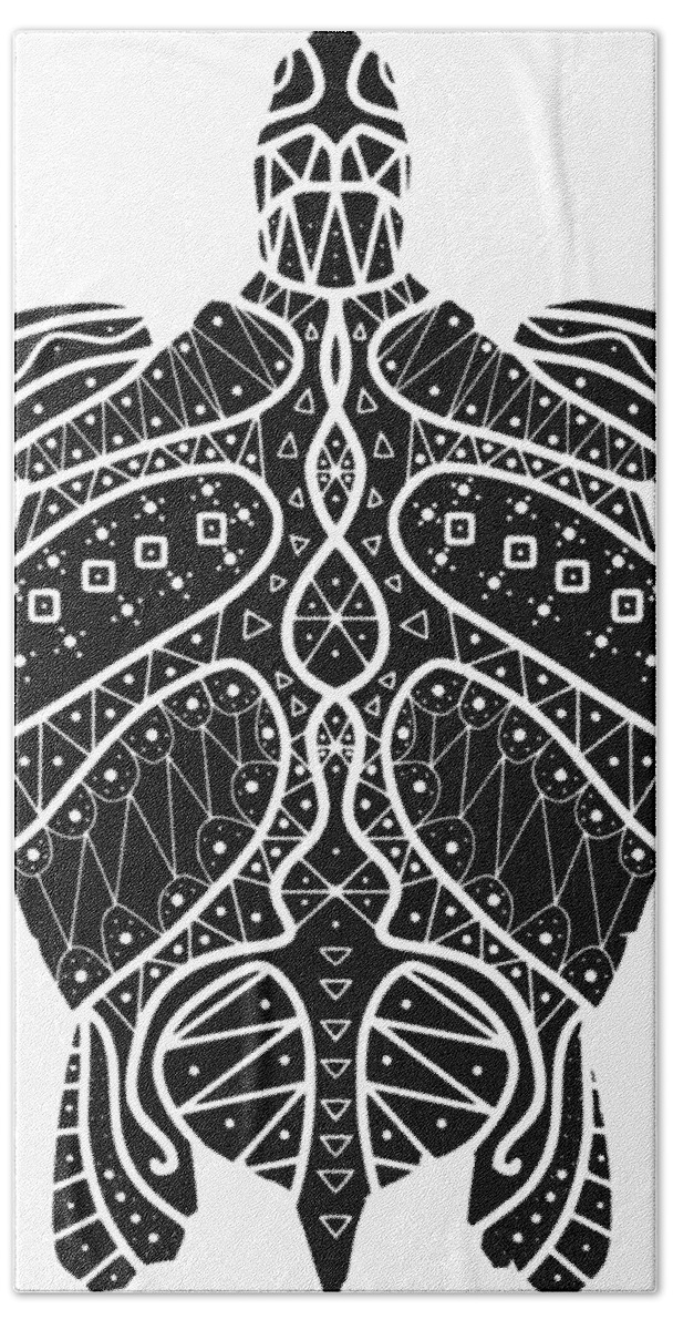 Maori Hand Towel featuring the digital art Maori Turtle by Piotr Dulski