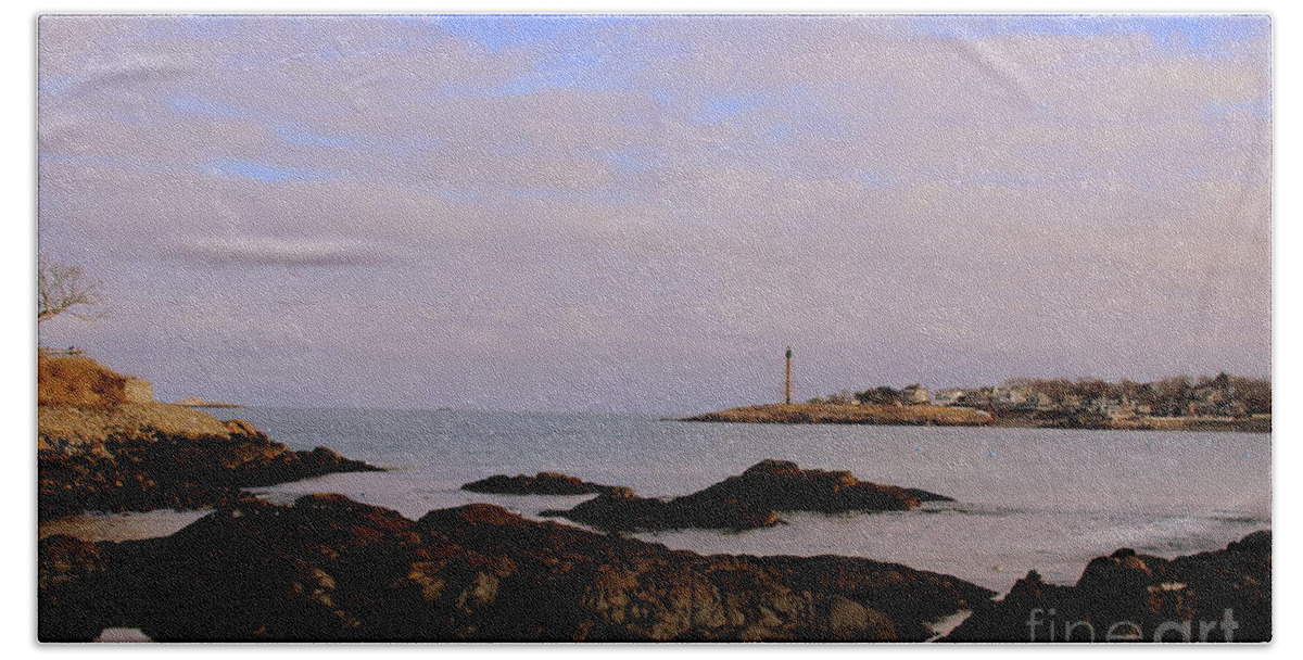  Bath Towel featuring the photograph Marblehead harbor and Light by Lennie Malvone