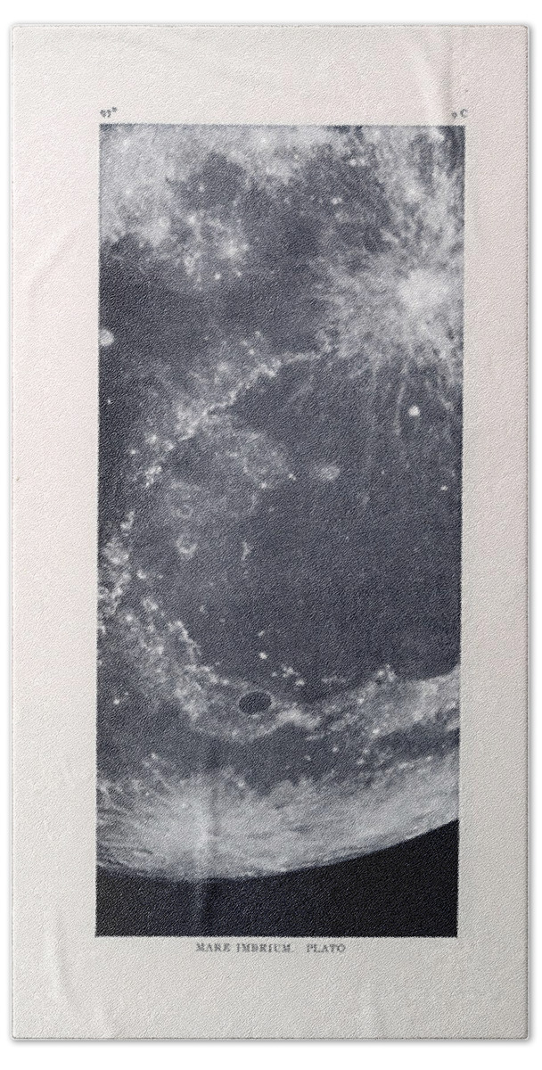 Celestial Chart Bath Towel featuring the drawing Mare Imbrium - Surface of the moon - Lunar Surface - Lunar Chart - Celestial Chart 04 by Studio Grafiikka