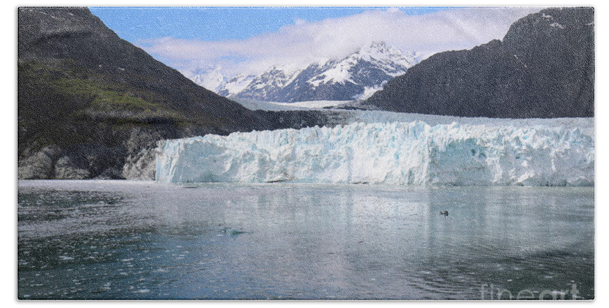 Margerie Glacier Bath Towel featuring the photograph Margerie Glacier Alaska by Veronica Batterson