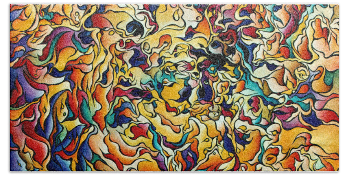 Marigold Bath Towel featuring the painting Marigold Festival by Amy Ferrari