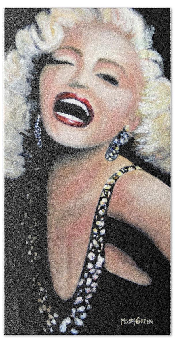 Marilyn Monroe Hand Towel featuring the painting Marilyn Monroe by Marti Green