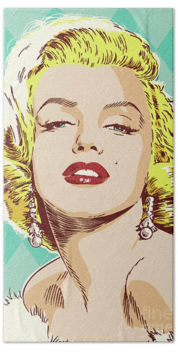 #faatoppicks Bath Sheet featuring the digital art Marilyn Monroe Pop Art by Jim Zahniser