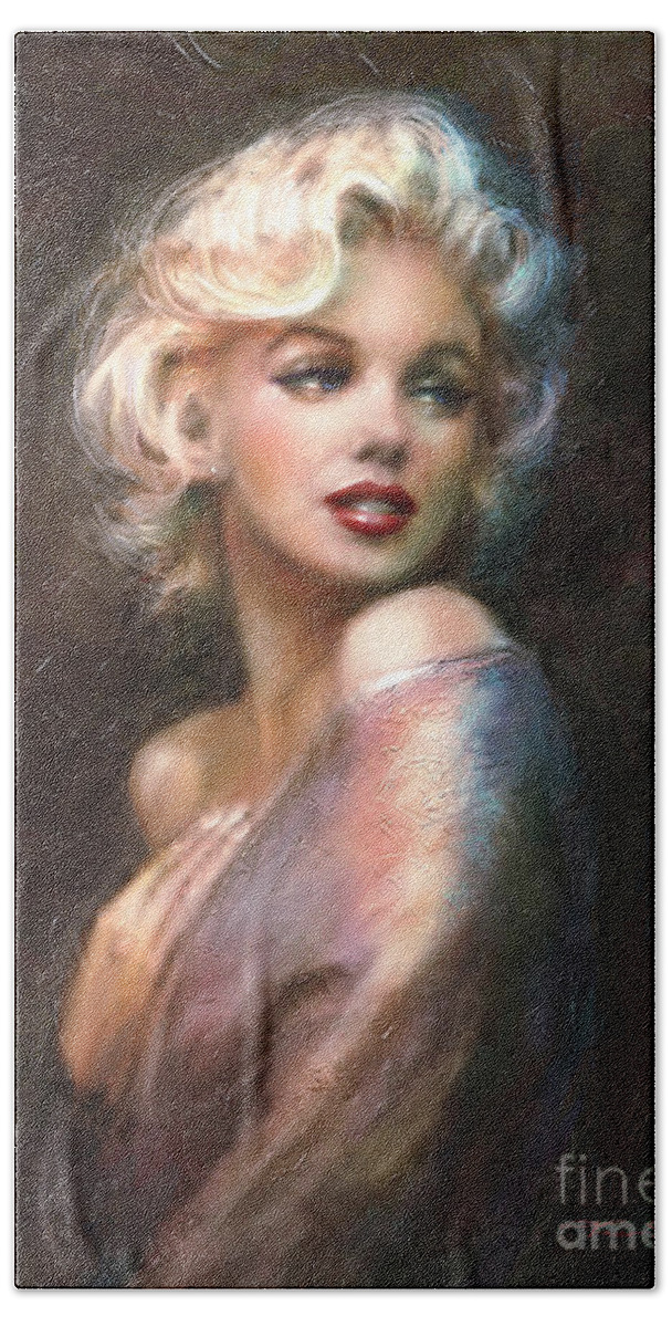 Marilyn Bath Sheet featuring the painting Marilyn romantic WW 1 by Theo Danella