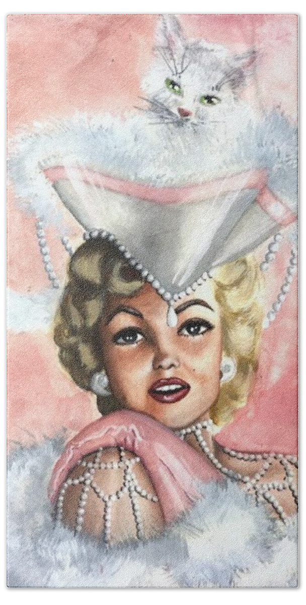 Portrait Bath Towel featuring the painting Marilyne by Scarlett Royale