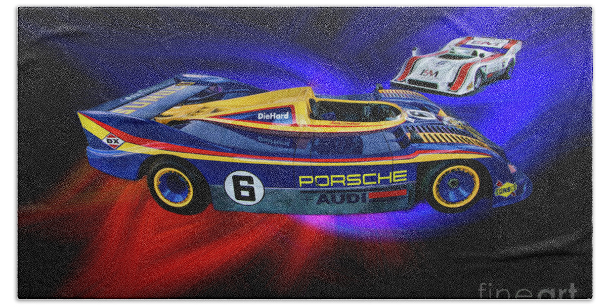 Mark Donohue Hand Towel featuring the photograph Mark Donohue and George Follmer Porsche by Blake Richards