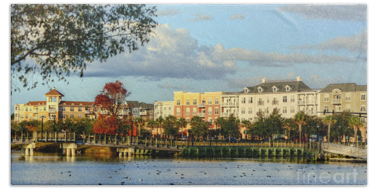 Scenic Bath Towel featuring the photograph Market Common Myrtle Beach by Kathy Baccari