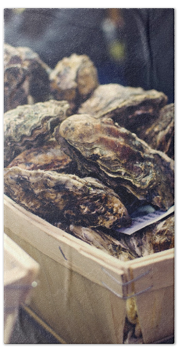 Oysters Bath Towel featuring the photograph Market Fresh Oysters by Heather Applegate