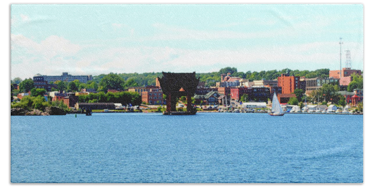 Lake Superior Bath Towel featuring the photograph Marquette Michigan Harbor One by Phil Perkins