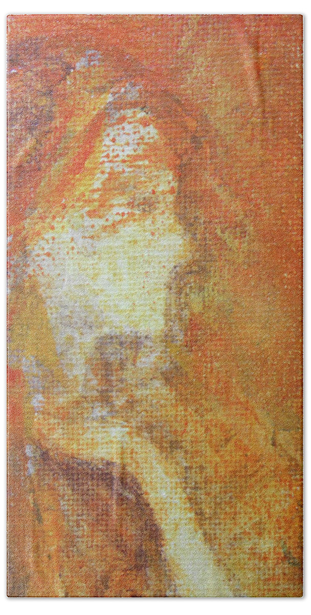 Abstract Hand Towel featuring the painting Mars by Jane See