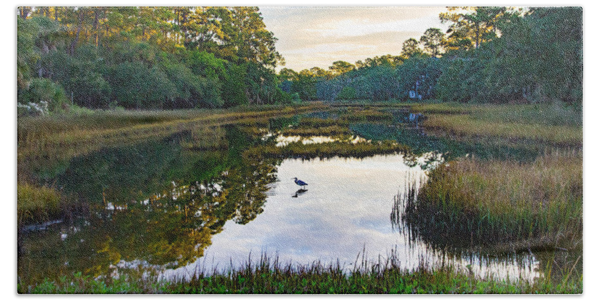 Seabrook Island Hand Towel featuring the photograph Marsh in the Morning by Patricia Schaefer