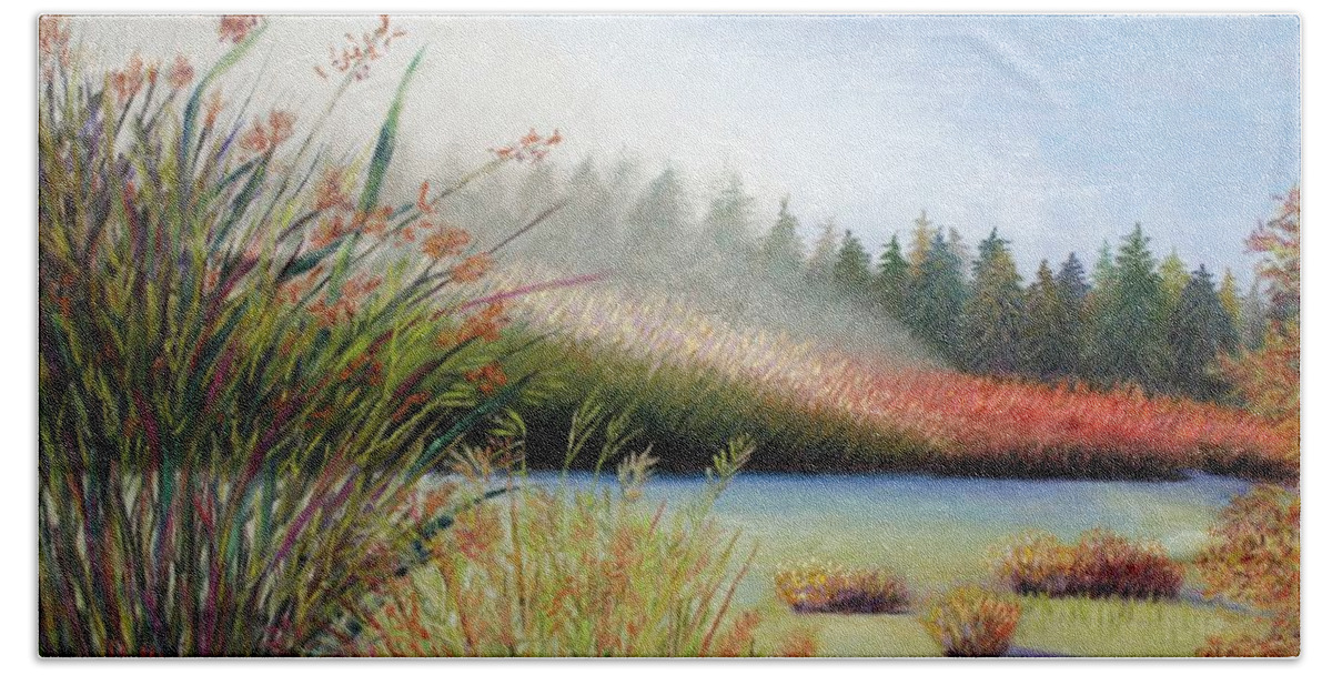  Bath Towel featuring the painting Marsh Morning by Polly Castor