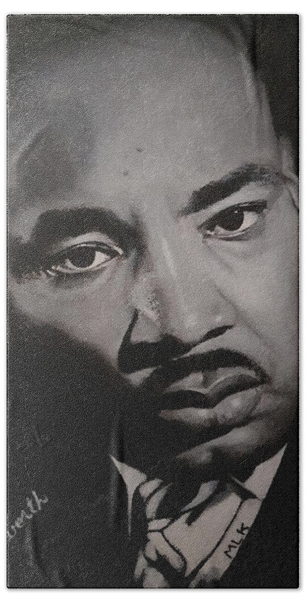 Martin Luther King Hand Towel featuring the painting Martin Luther King by Cassy Allsworth