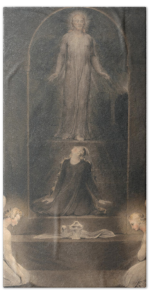 Painting Hand Towel featuring the painting Mary Magdalen At The Sepulcher by Mountain Dreams