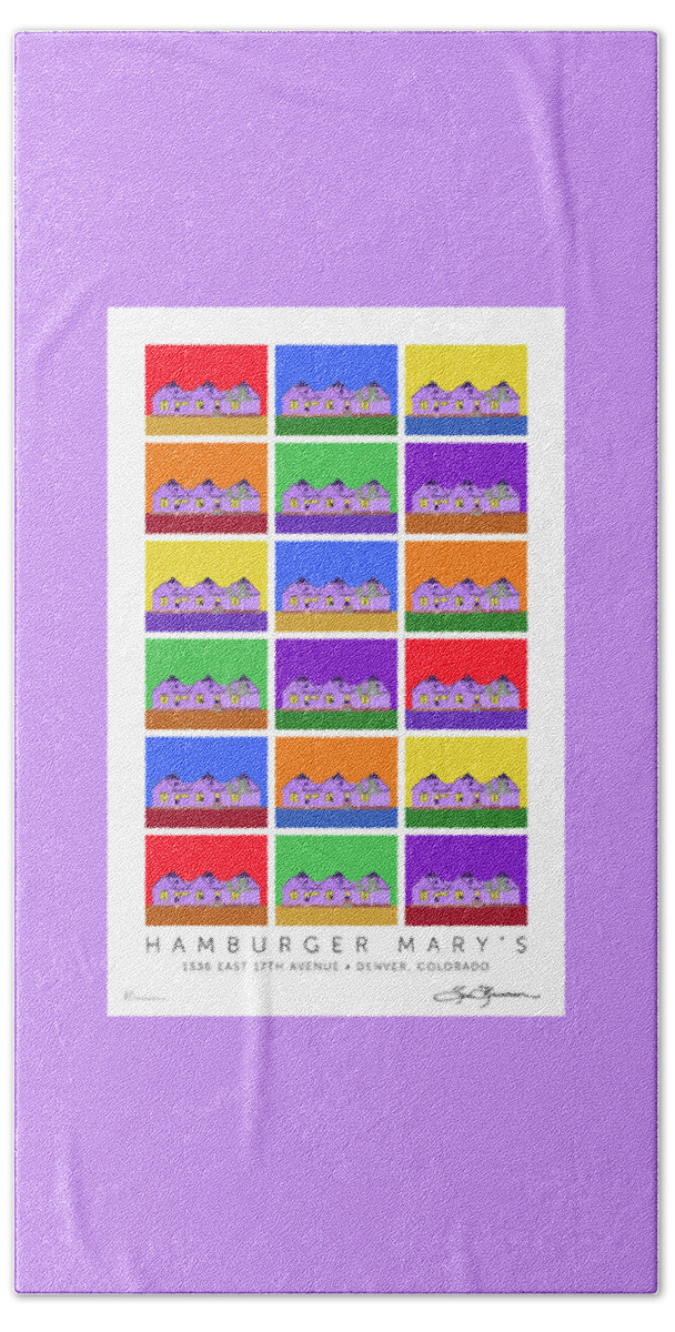 Hamburger Mary's Hand Towel featuring the digital art Mary's Signed by Sam Brennan