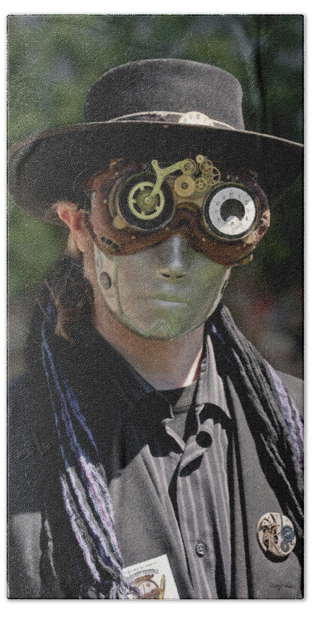 People Hand Towel featuring the photograph Masked Man - Steampunk by Betty Denise