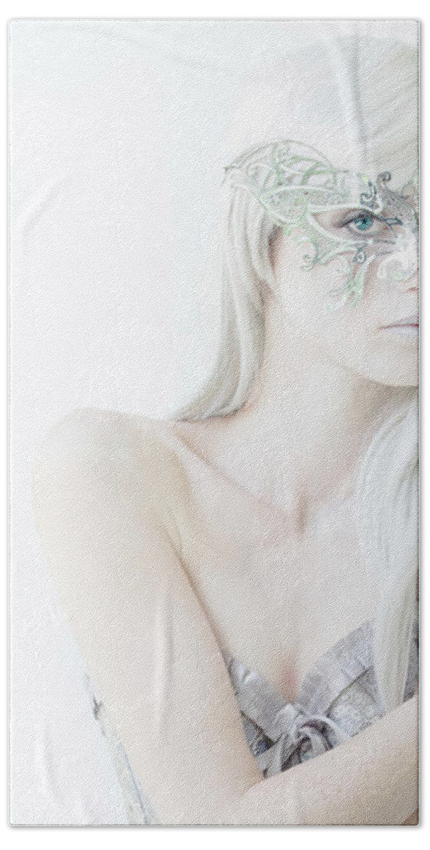 Woman Hand Towel featuring the photograph Masquerade in White by Diane Diederich