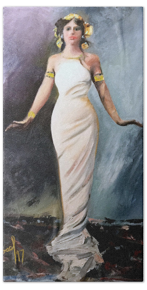 Mata Hari Bath Towel featuring the painting Mata Hari - Dancer, Lover, Spy by Josef Kelly