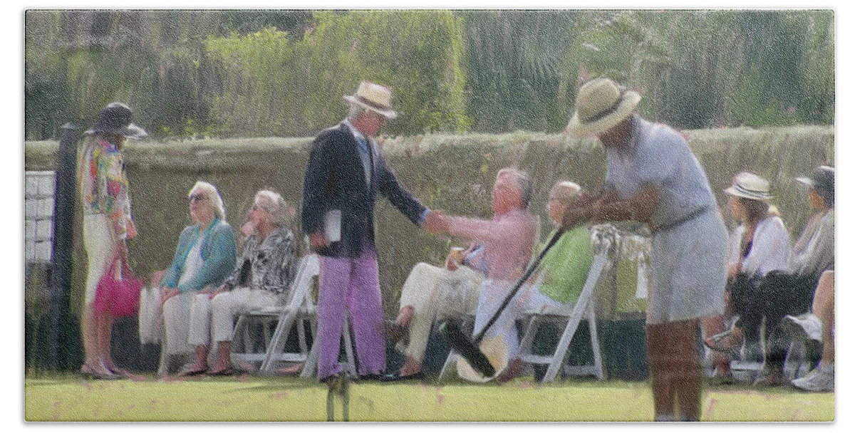 Croquet Hand Towel featuring the painting Match Final by Thomas Tribby