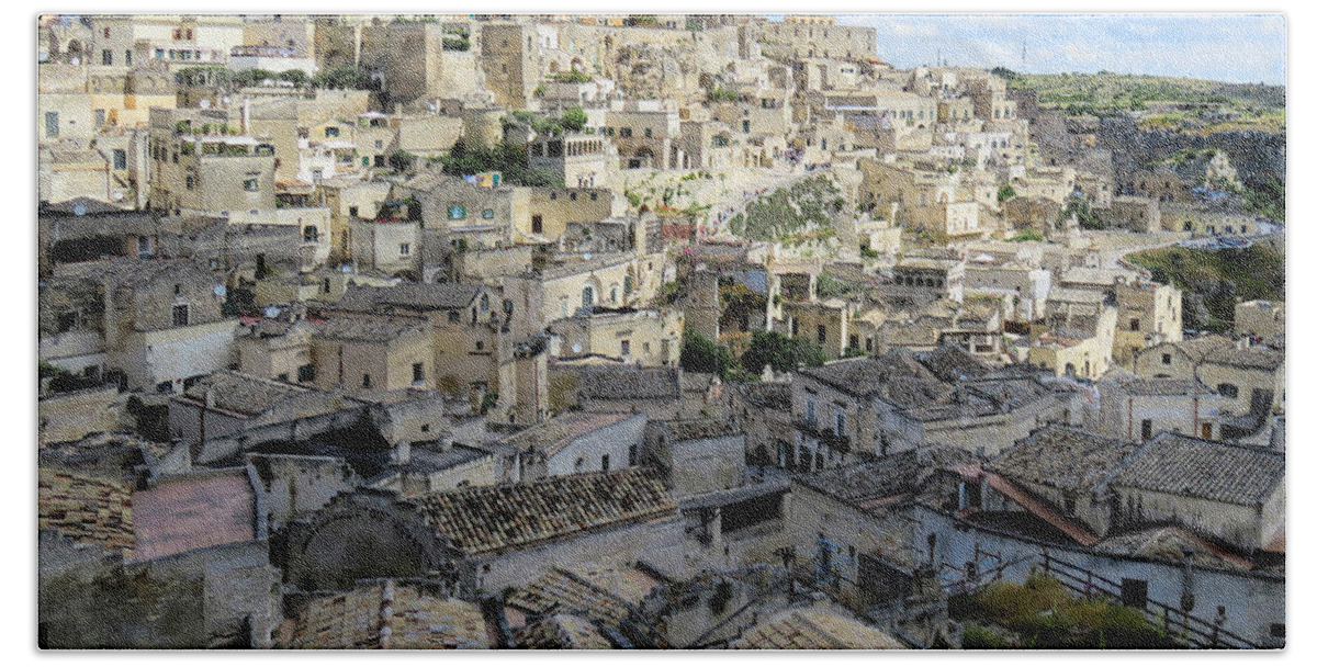 Matera Bath Towel featuring the photograph Matera.The Sassi.Italy by Jennie Breeze