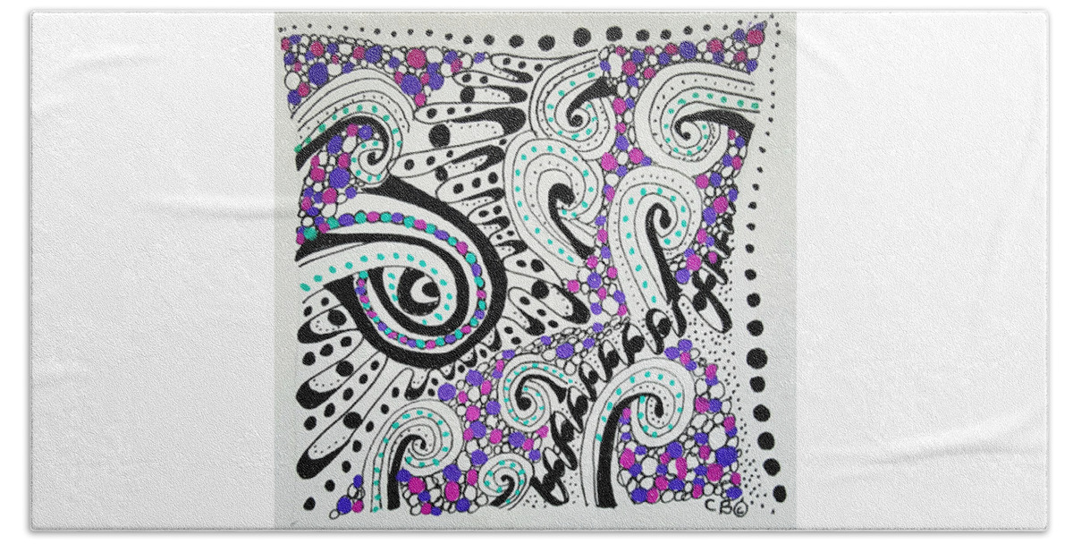 Zentangle Hand Towel featuring the drawing Maze by Carole Brecht