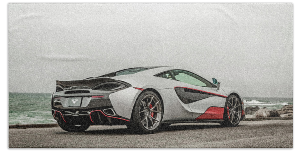 Mclaren 570s Bath Towel featuring the photograph McLaren 570S by Jackie Russo