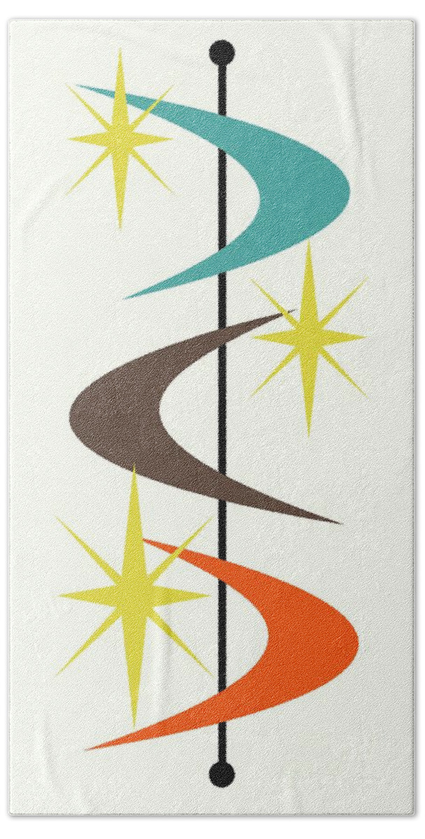Mid Century Modern Bath Towel featuring the digital art MCM Shapes 2 by Donna Mibus
