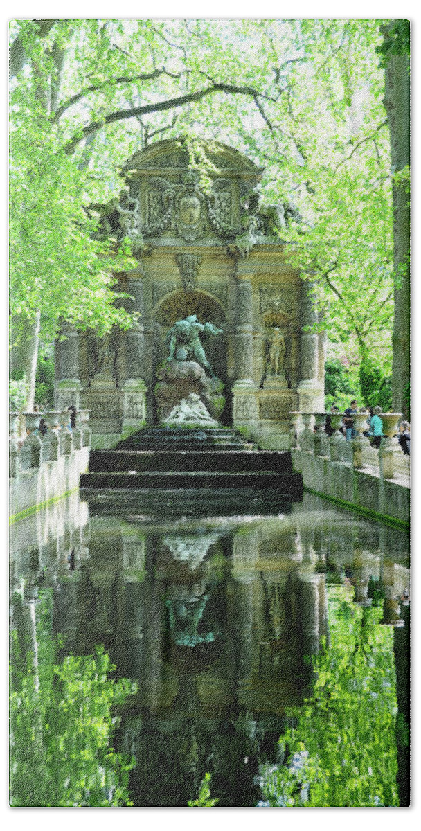 Fountain Hand Towel featuring the photograph Medicis fountain in Luxembourg garden, paris by Dutourdumonde Photography