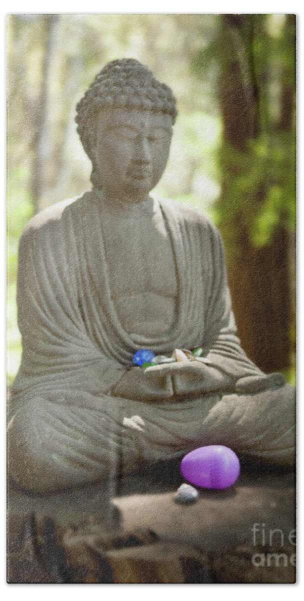 Aptos Ca Hand Towel featuring the photograph Meditation Buddha with Offerings by Carol Lynn Coronios