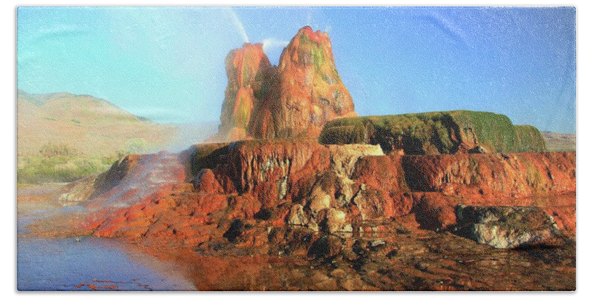 Travel Hand Towel featuring the photograph Meet The Fly Geyser by Sean Sarsfield