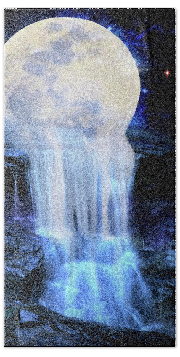 Moon Bath Towel featuring the digital art Melted moon by Lilia D