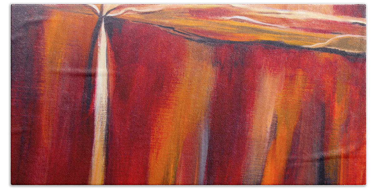 Abstract Bath Towel featuring the painting Merge Left by Ruth Palmer