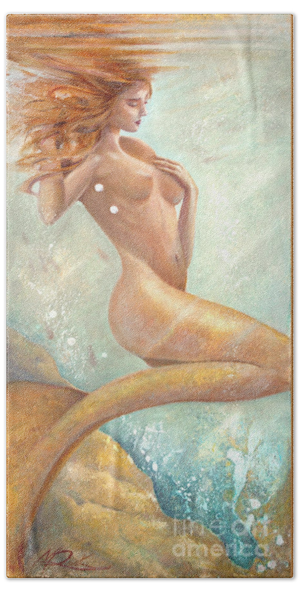 Nude Bath Towel featuring the painting Mermaid Dream by Michael Rock