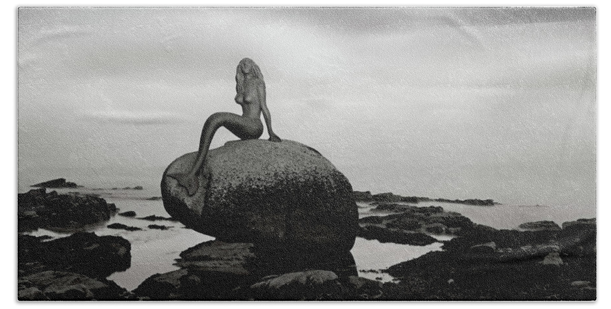 Mermaid Bath Towel featuring the photograph Mermaid of the north mono by Grant Glendinning