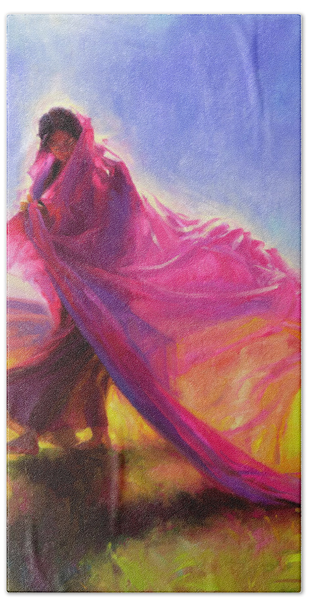 Southwest Hand Towel featuring the painting Mesa Walk by Steve Henderson