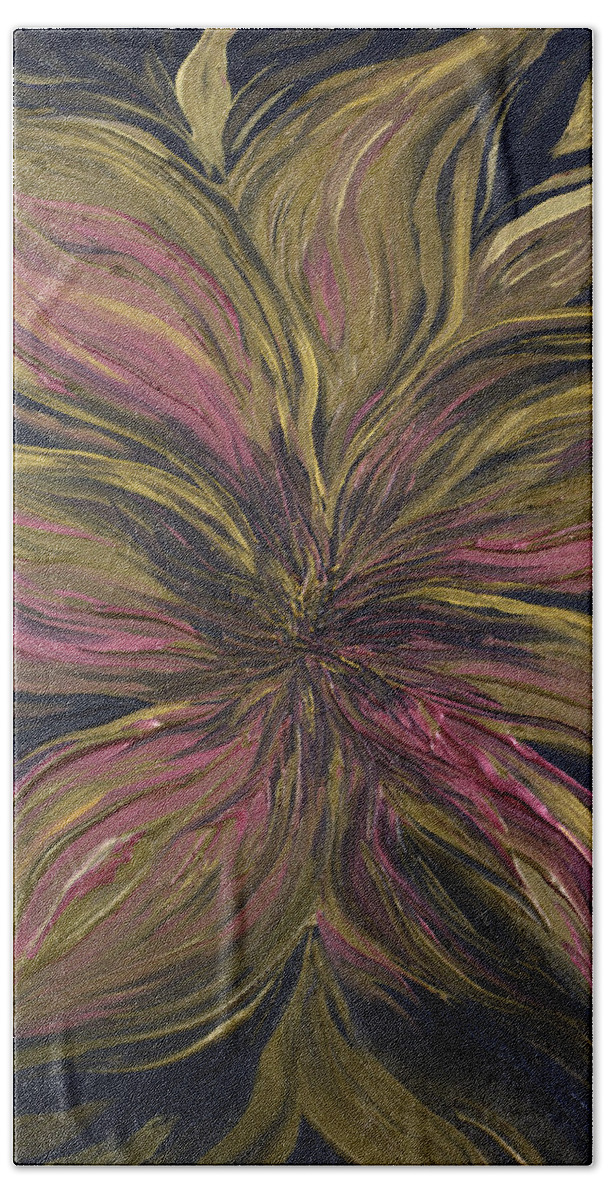 Metallic Bath Towel featuring the painting Metallic Flower by Michelle Pier