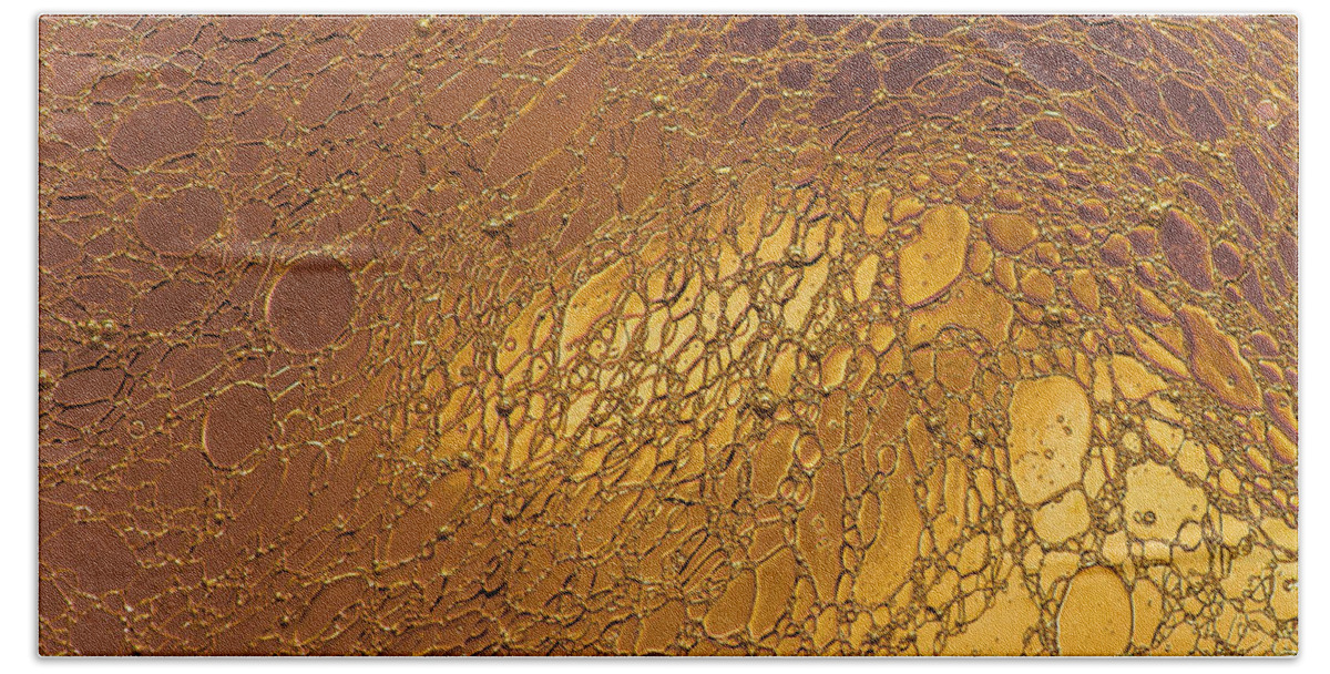 Oil Bath Towel featuring the photograph Metallic Gold Web Abstract by Bruce Pritchett