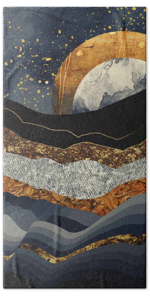 Metallic Hand Towel featuring the digital art Metallic Mountains by Katherine Smit