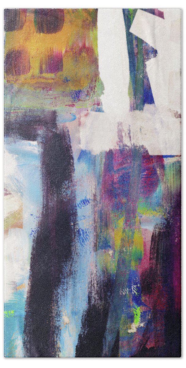 Abstract Painting Bath Towel featuring the mixed media Metro 1- Abstract Art by Linda Woods by Linda Woods