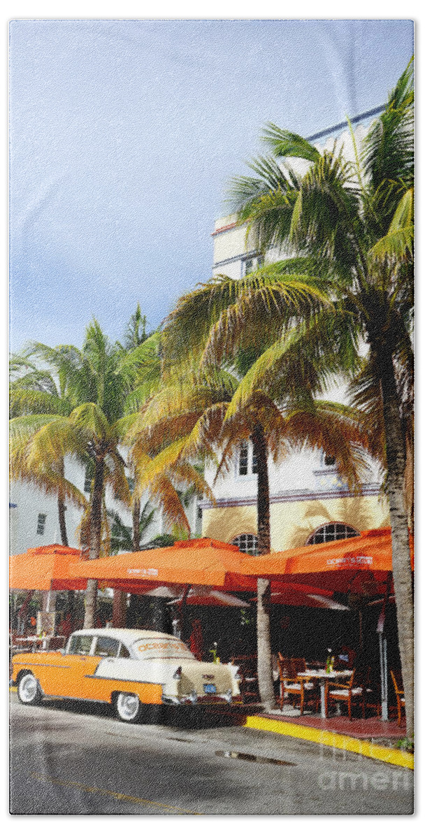 Miami South Beach Ocean Drive 8 Hand Towel featuring the photograph Miami South Beach Ocean Drive 8 by Nina Prommer
