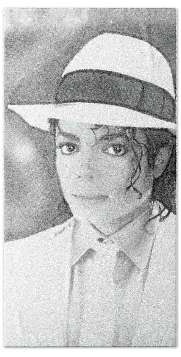 Michael Jackson Bath Towel featuring the photograph Michael Jackson in Pen and Ink by Doc Braham